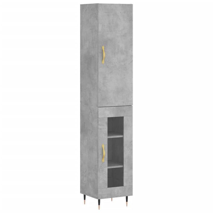 Buffet haut Gris béton 34,5x34x180 cm Bois d'ingénierie - Photo n°1