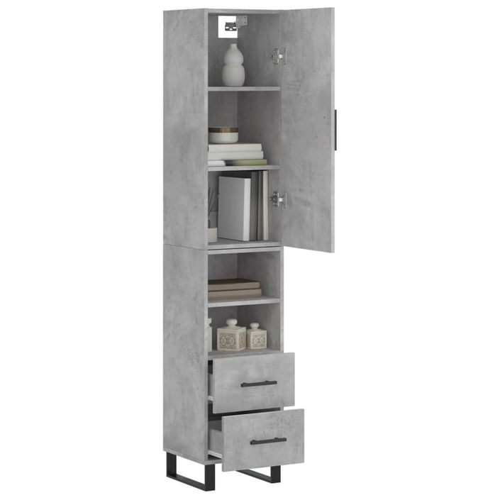 Buffet haut Gris béton 34,5x34x180 cm Bois d'ingénierie - Photo n°3