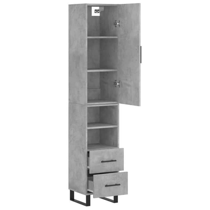 Buffet haut Gris béton 34,5x34x180 cm Bois d'ingénierie - Photo n°4