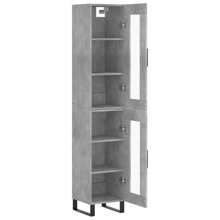 Buffet haut Gris béton 34,5x34x180 cm Bois d'ingénierie - Photo n°4