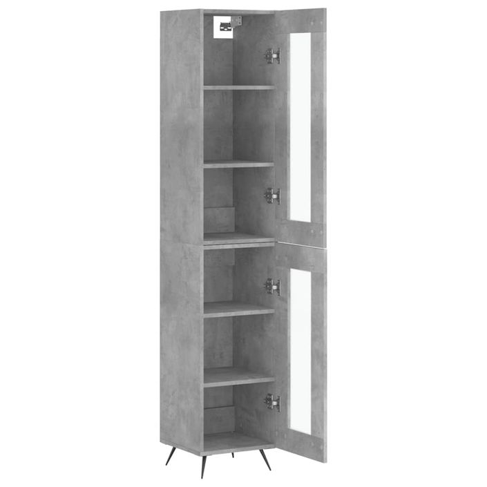 Buffet haut Gris béton 34,5x34x180 cm Bois d'ingénierie - Photo n°4