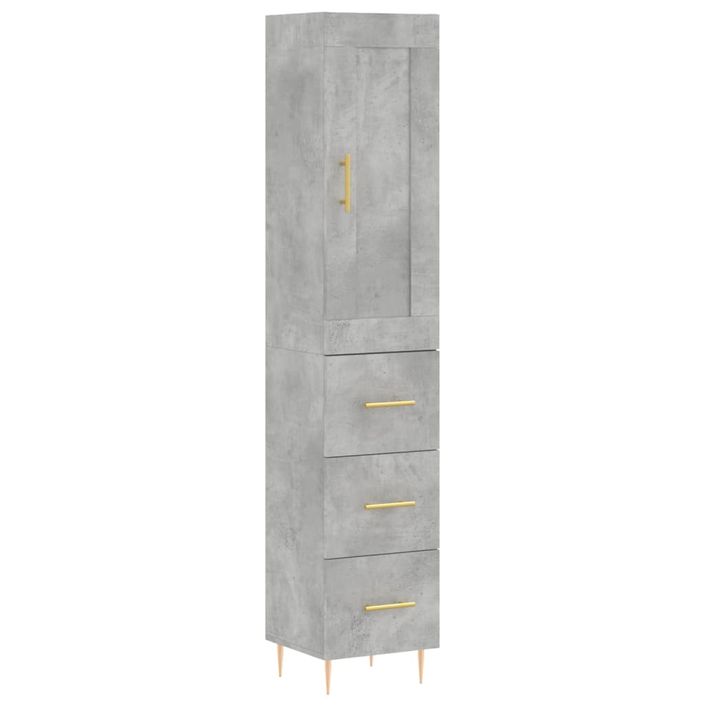 Buffet haut Gris béton 34,5x34x180 cm Bois d'ingénierie - Photo n°1