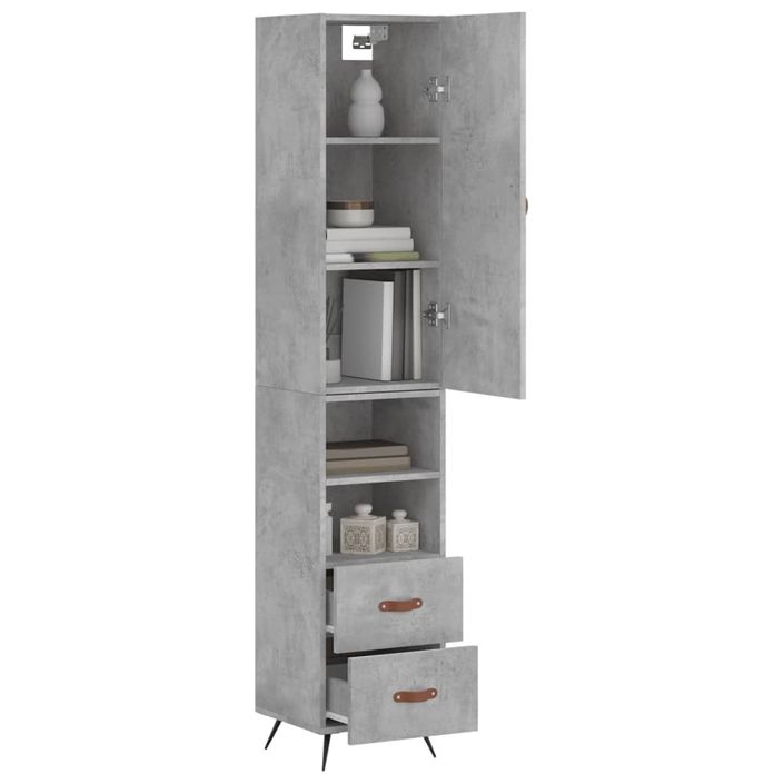 Buffet haut Gris béton 34,5x34x180 cm Bois d'ingénierie - Photo n°3