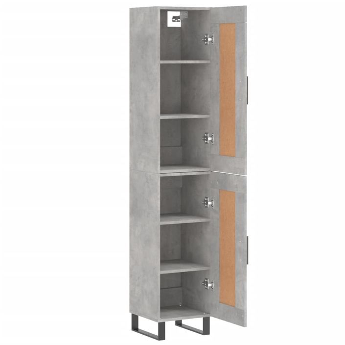 Buffet haut Gris béton 34,5x34x180 cm Bois d'ingénierie - Photo n°4