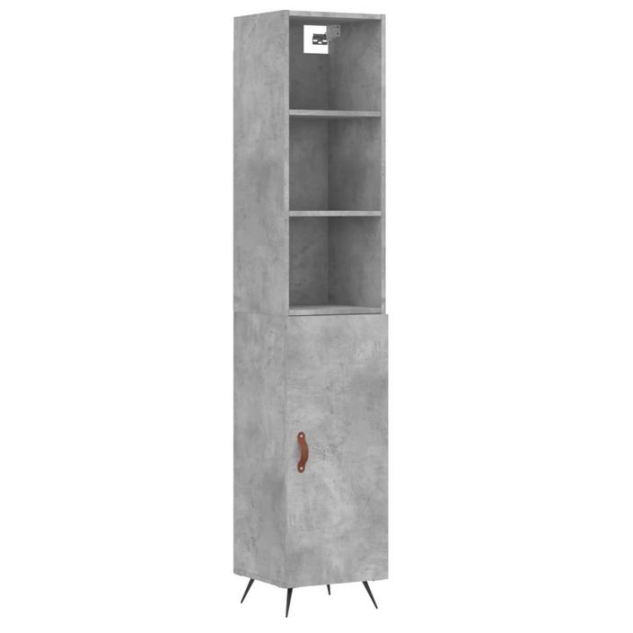 Buffet haut Gris béton 34,5x34x180 cm Bois d'ingénierie - Photo n°1