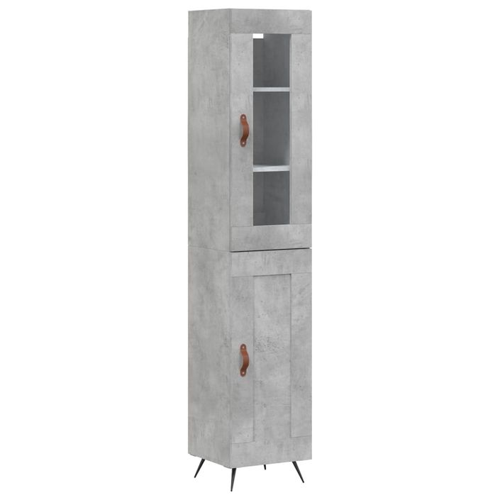 Buffet haut Gris béton 34,5x34x180 cm Bois d'ingénierie - Photo n°1