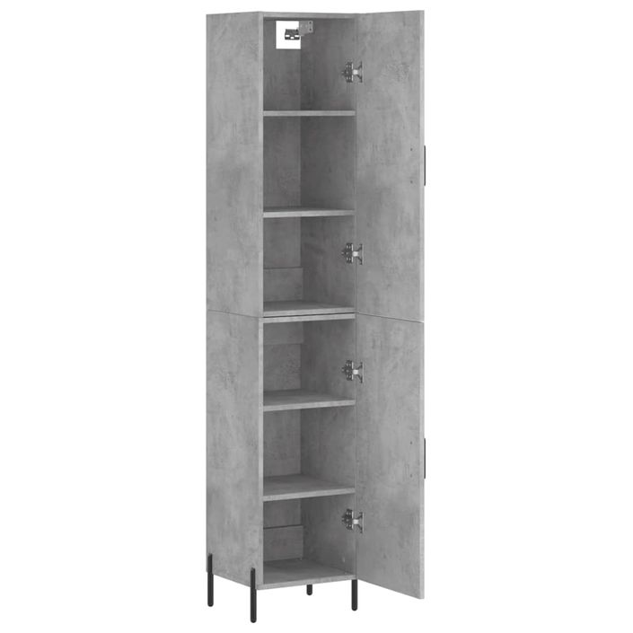 Buffet haut Gris béton 34,5x34x180 cm Bois d'ingénierie - Photo n°4