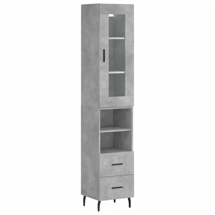 Buffet haut Gris béton 34,5x34x180 cm Bois d'ingénierie - Photo n°1