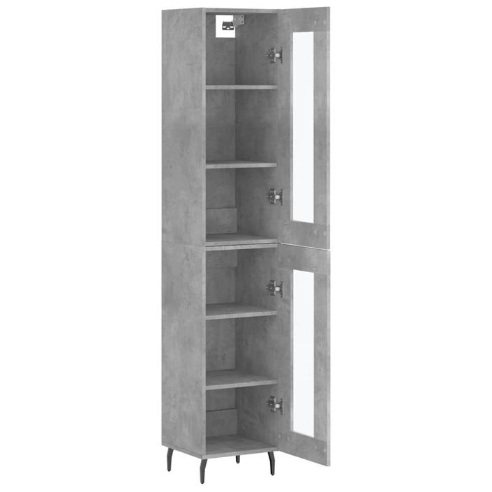 Buffet haut Gris béton 34,5x34x180 cm Bois d'ingénierie - Photo n°4