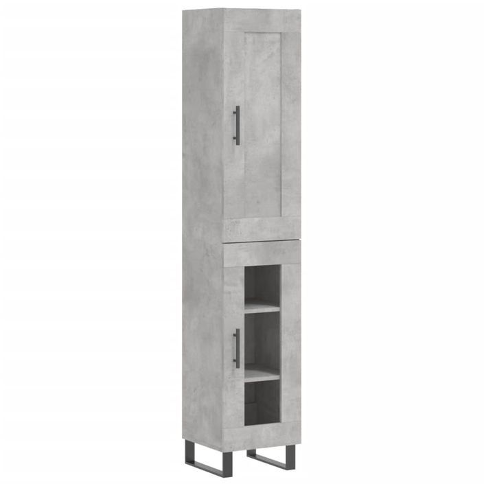 Buffet haut Gris béton 34,5x34x180 cm Bois d'ingénierie - Photo n°1