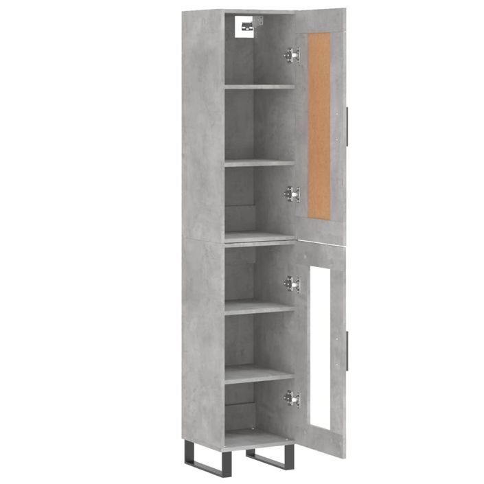 Buffet haut Gris béton 34,5x34x180 cm Bois d'ingénierie - Photo n°4