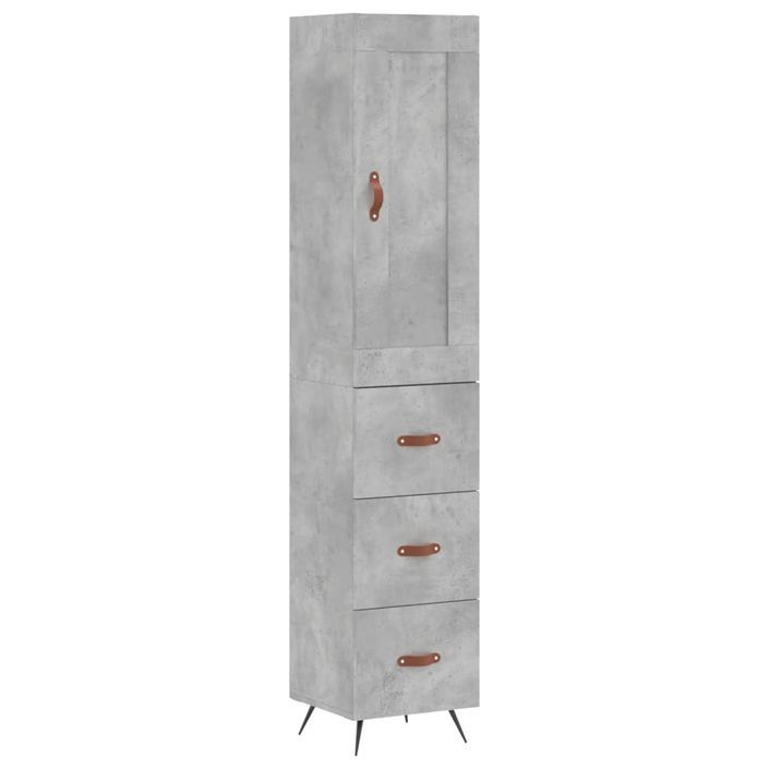 Buffet haut Gris béton 34,5x34x180 cm Bois d'ingénierie - Photo n°1