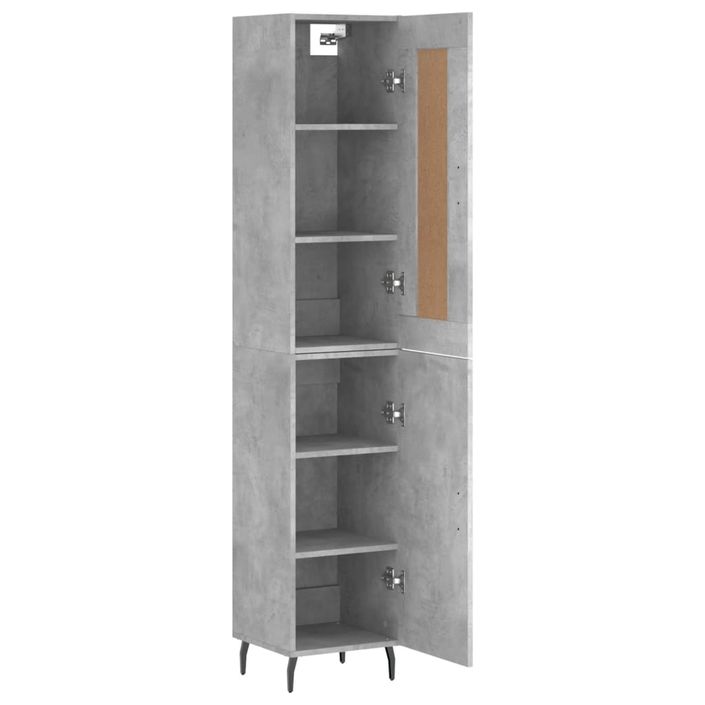 Buffet haut Gris béton 34,5x34x180 cm Bois d'ingénierie - Photo n°4