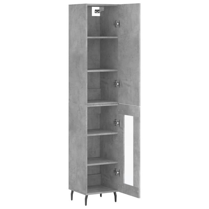 Buffet haut Gris béton 34,5x34x180 cm Bois d'ingénierie - Photo n°4