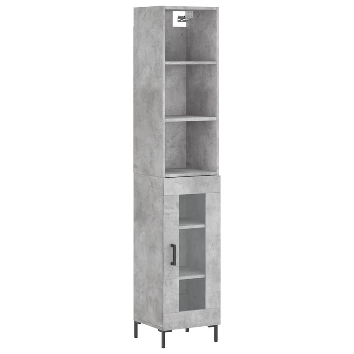 Buffet haut Gris béton 34,5x34x180 cm Bois d'ingénierie - Photo n°1