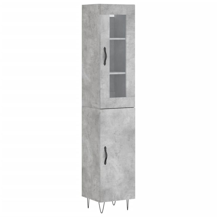 Buffet haut Gris béton 34,5x34x180 cm Bois d'ingénierie - Photo n°1