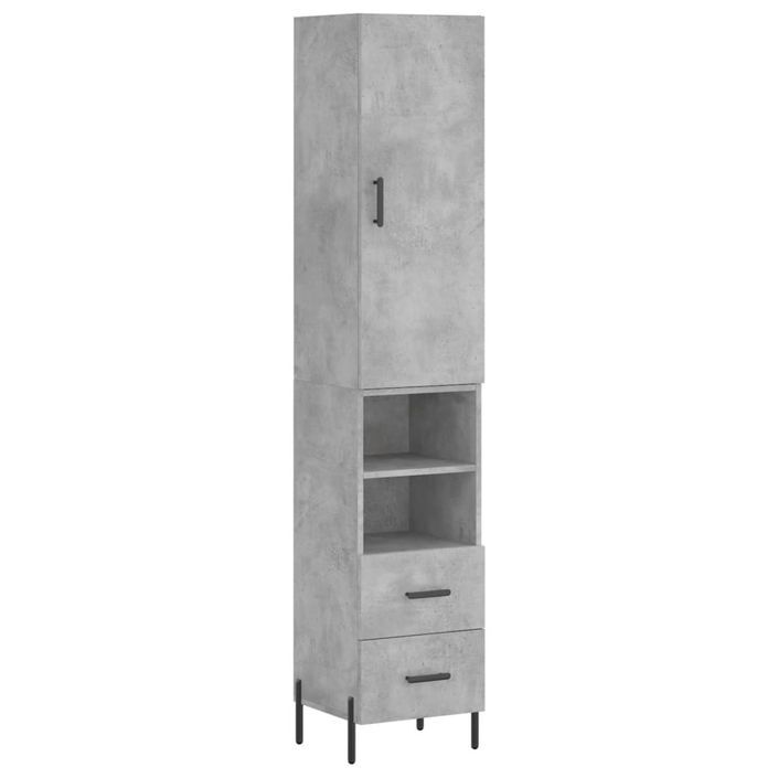 Buffet haut Gris béton 34,5x34x180 cm Bois d'ingénierie - Photo n°1