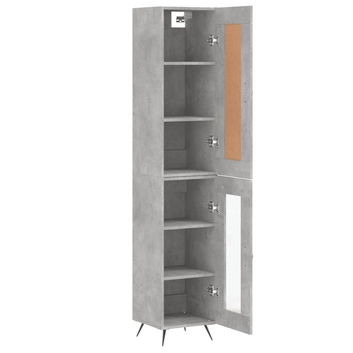 Buffet haut Gris béton 34,5x34x180 cm Bois d'ingénierie - Photo n°4