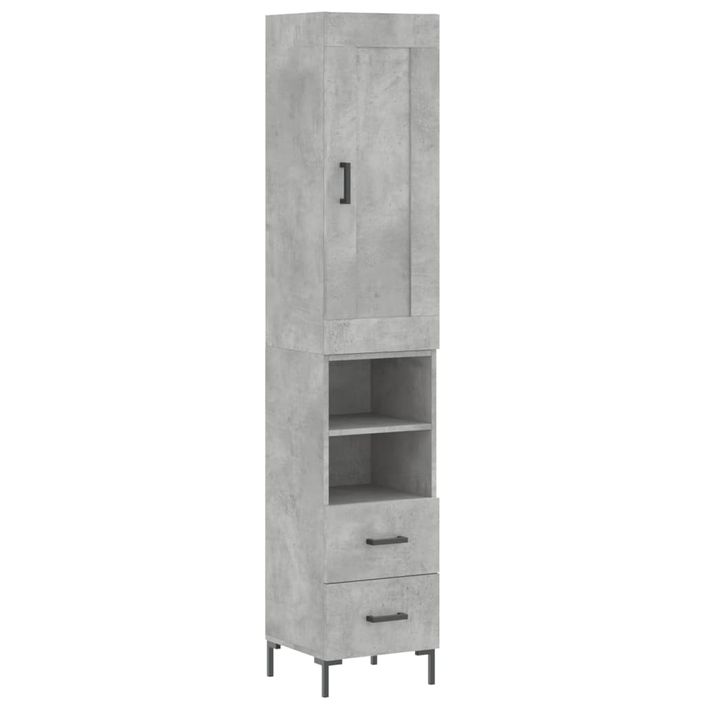 Buffet haut Gris béton 34,5x34x180 cm Bois d'ingénierie - Photo n°1