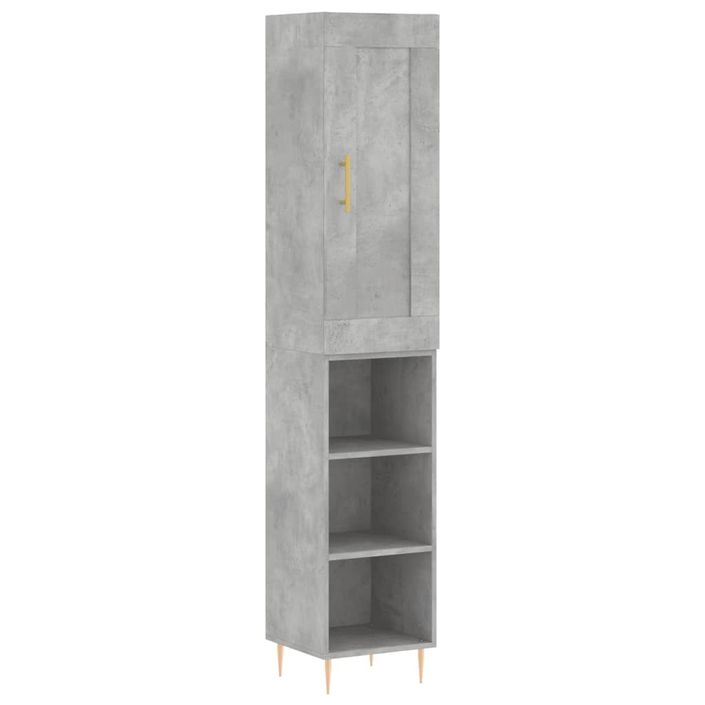 Buffet haut Gris béton 34,5x34x180 cm Bois d'ingénierie - Photo n°1