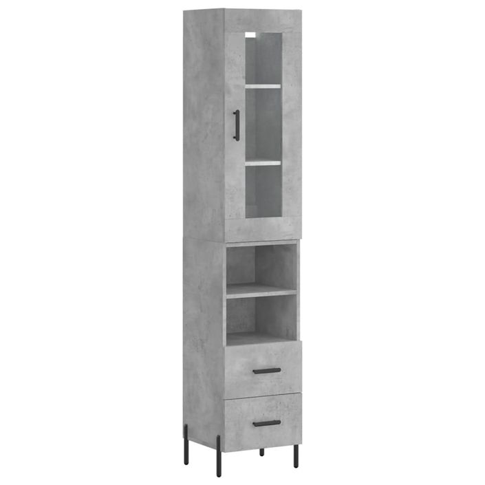 Buffet haut Gris béton 34,5x34x180 cm Bois d'ingénierie - Photo n°1