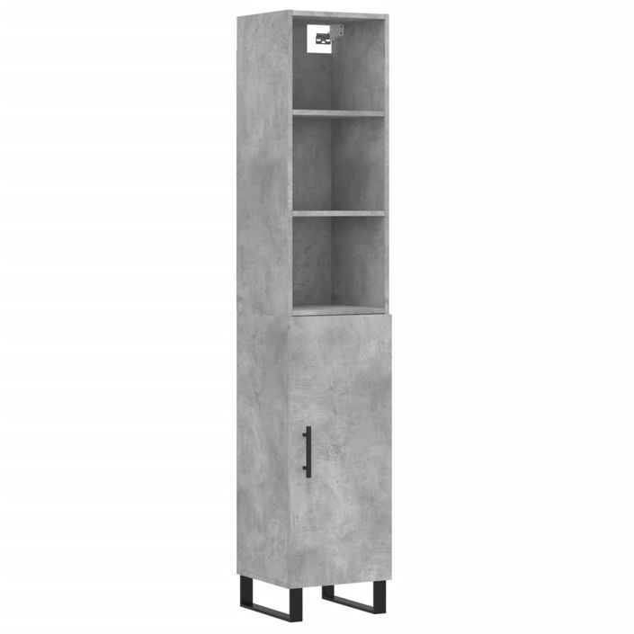 Buffet haut Gris béton 34,5x34x180 cm Bois d'ingénierie - Photo n°1