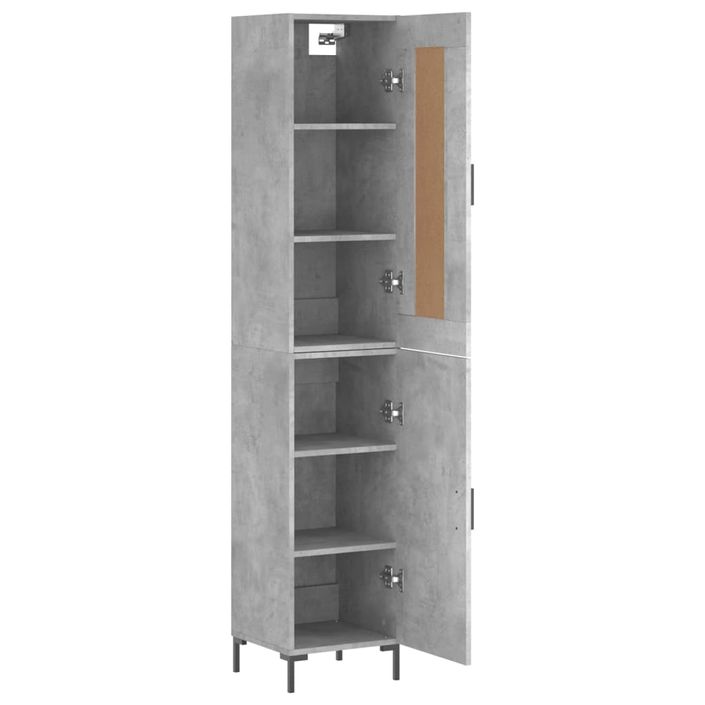 Buffet haut Gris béton 34,5x34x180 cm Bois d'ingénierie - Photo n°4