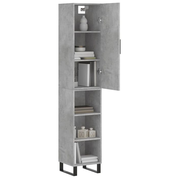 Buffet haut Gris béton 34,5x34x180 cm Bois d'ingénierie - Photo n°3