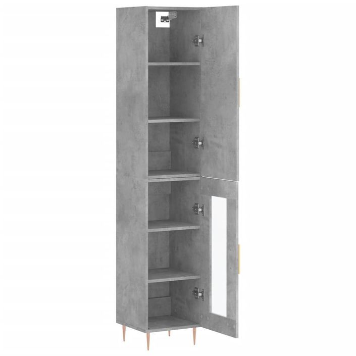 Buffet haut Gris béton 34,5x34x180 cm Bois d'ingénierie - Photo n°4