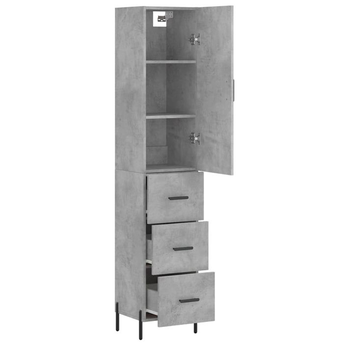 Buffet haut Gris béton 34,5x34x180 cm Bois d'ingénierie - Photo n°4