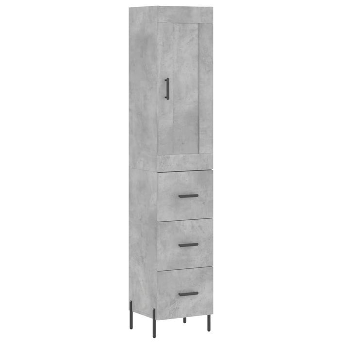 Buffet haut Gris béton 34,5x34x180 cm Bois d'ingénierie - Photo n°1