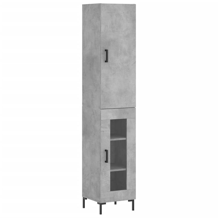 Buffet haut Gris béton 34,5x34x180 cm Bois d'ingénierie - Photo n°1