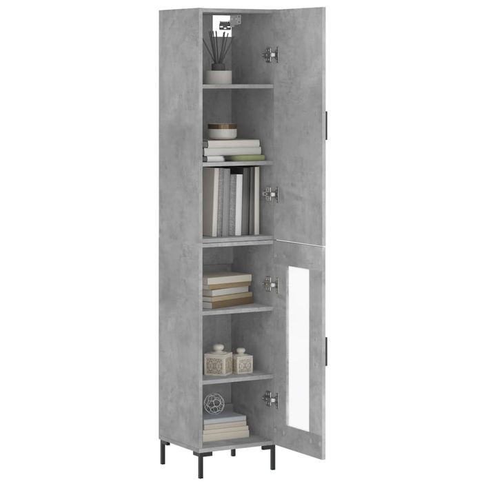 Buffet haut Gris béton 34,5x34x180 cm Bois d'ingénierie - Photo n°3