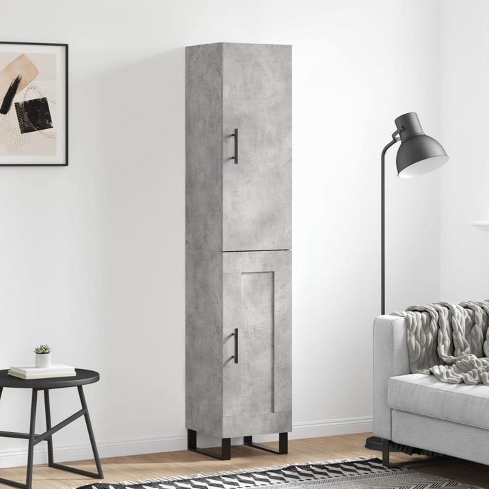 Buffet haut Gris béton 34,5x34x180 cm Bois d'ingénierie - Photo n°2