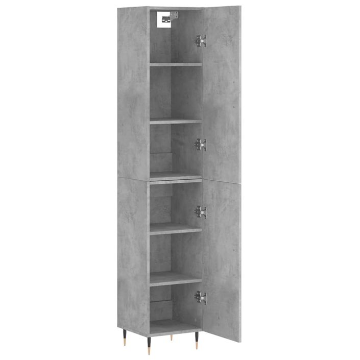 Buffet haut Gris béton 34,5x34x180 cm Bois d'ingénierie - Photo n°4