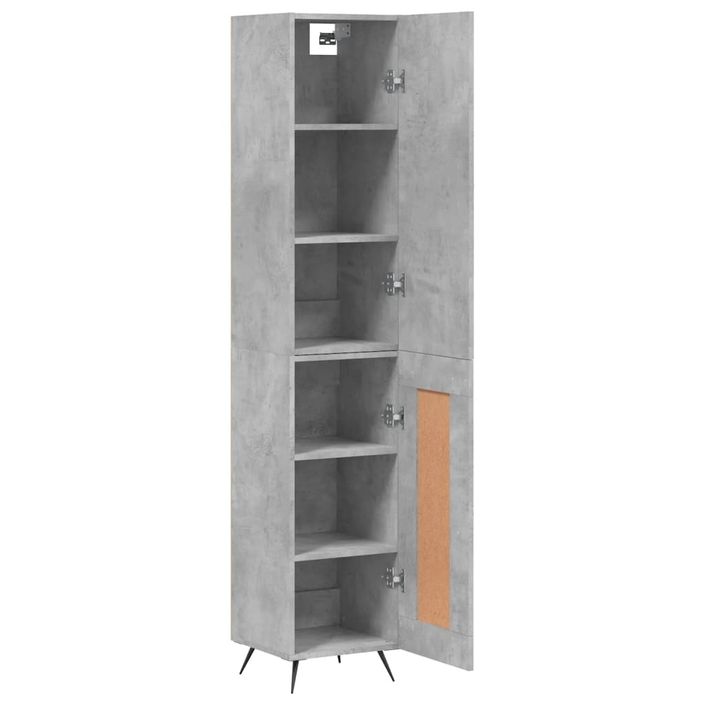 Buffet haut Gris béton 34,5x34x180 cm Bois d'ingénierie - Photo n°4