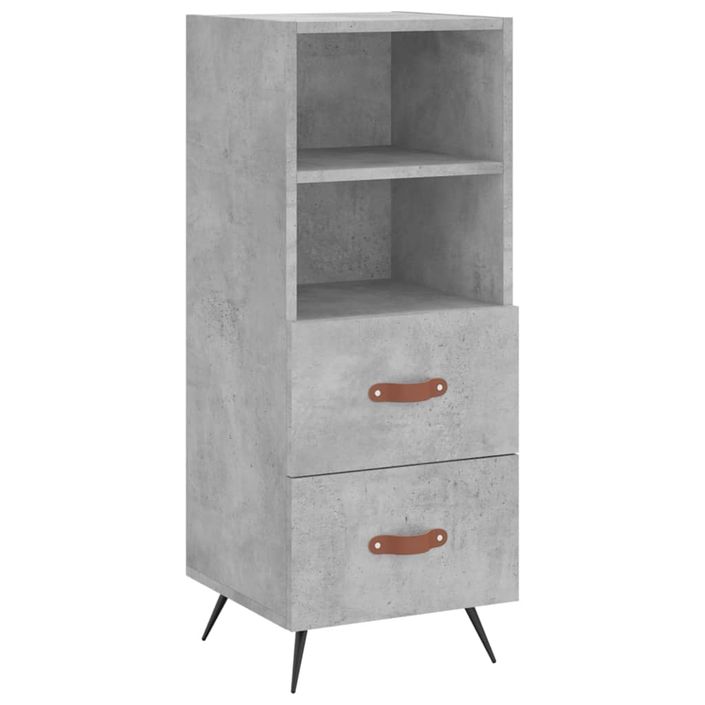 Buffet haut Gris béton 34,5x34x180 cm Bois d'ingénierie - Photo n°5