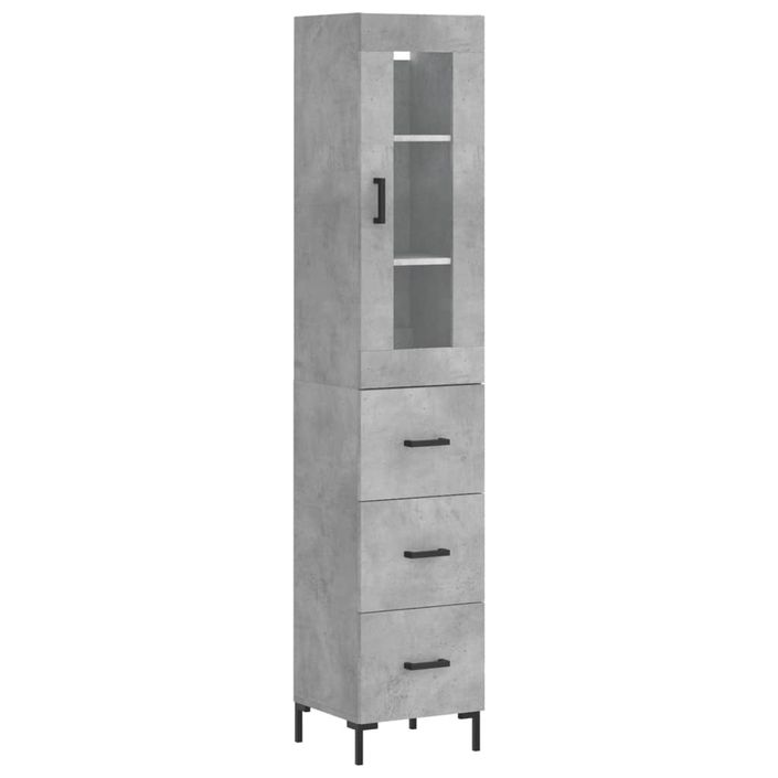 Buffet haut Gris béton 34,5x34x180 cm Bois d'ingénierie - Photo n°1