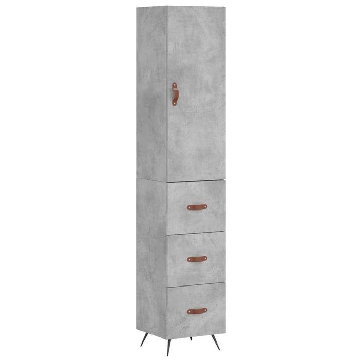 Buffet haut Gris béton 34,5x34x180 cm Bois d'ingénierie - Photo n°1