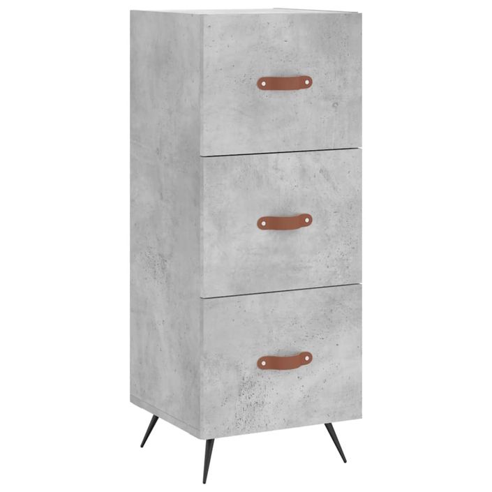 Buffet haut Gris béton 34,5x34x180 cm Bois d'ingénierie - Photo n°5