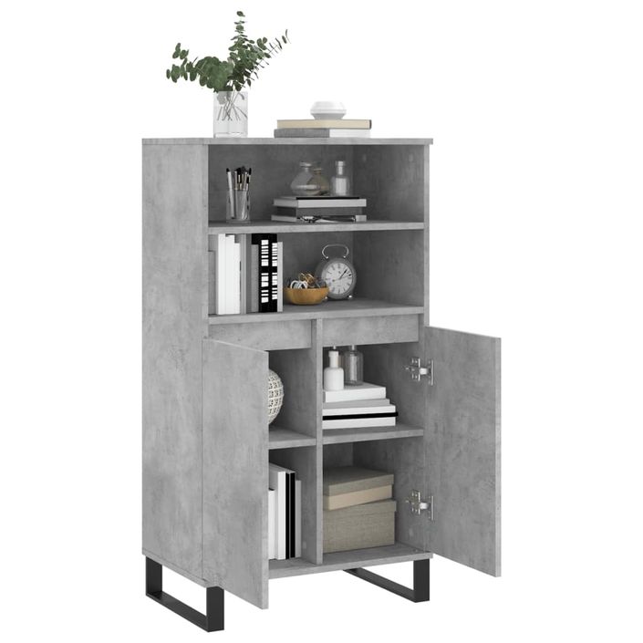 Buffet haut Gris béton 60x36x110 cm Bois d'ingénierie - Photo n°4