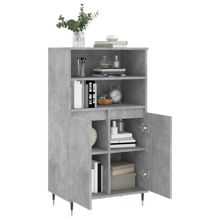 Buffet haut Gris béton 60x36x110 cm Bois d'ingénierie - Photo n°4