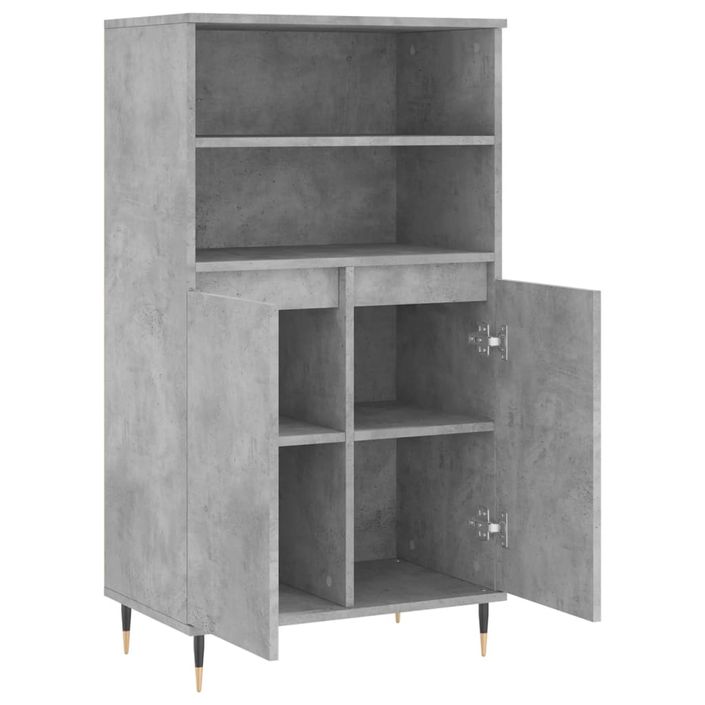 Buffet haut Gris béton 60x36x110 cm Bois d'ingénierie - Photo n°5