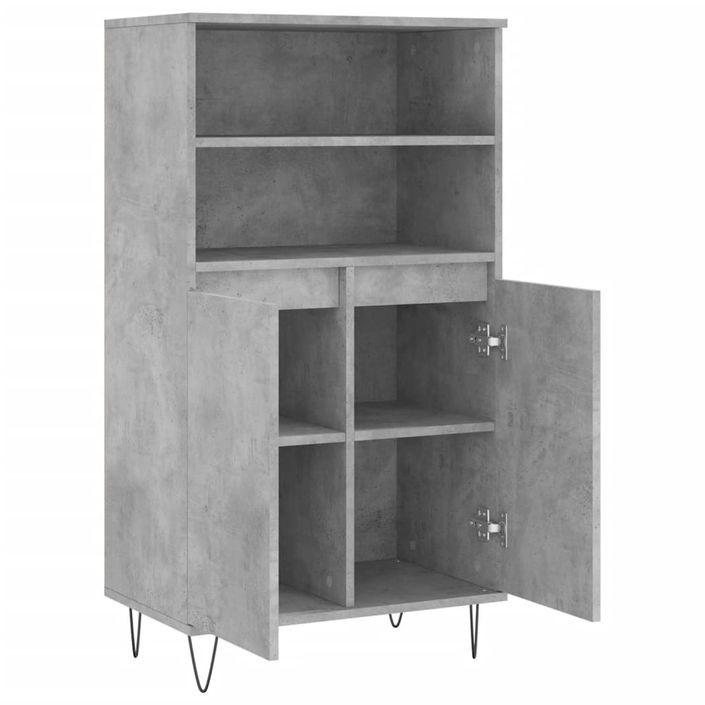 Buffet haut Gris béton 60x36x110 cm Bois d'ingénierie - Photo n°5