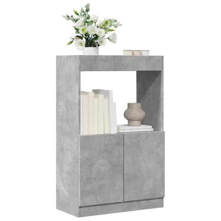 Buffet haut gris béton 63x33x100 cm bois d'ingénierie - Photo n°1