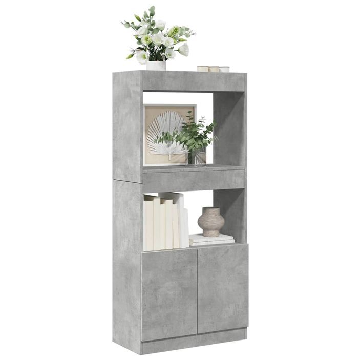 Buffet haut gris béton 63x33x140 cm bois d'ingénierie - Photo n°1