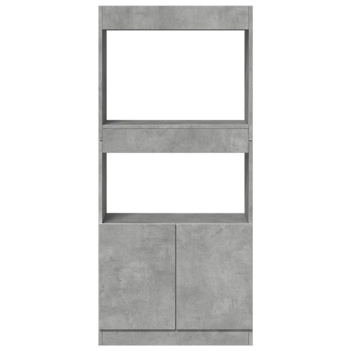 Buffet haut gris béton 63x33x140 cm bois d'ingénierie - Photo n°5