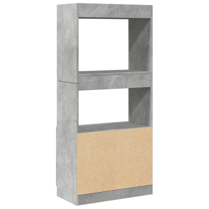 Buffet haut gris béton 63x33x140 cm bois d'ingénierie - Photo n°7