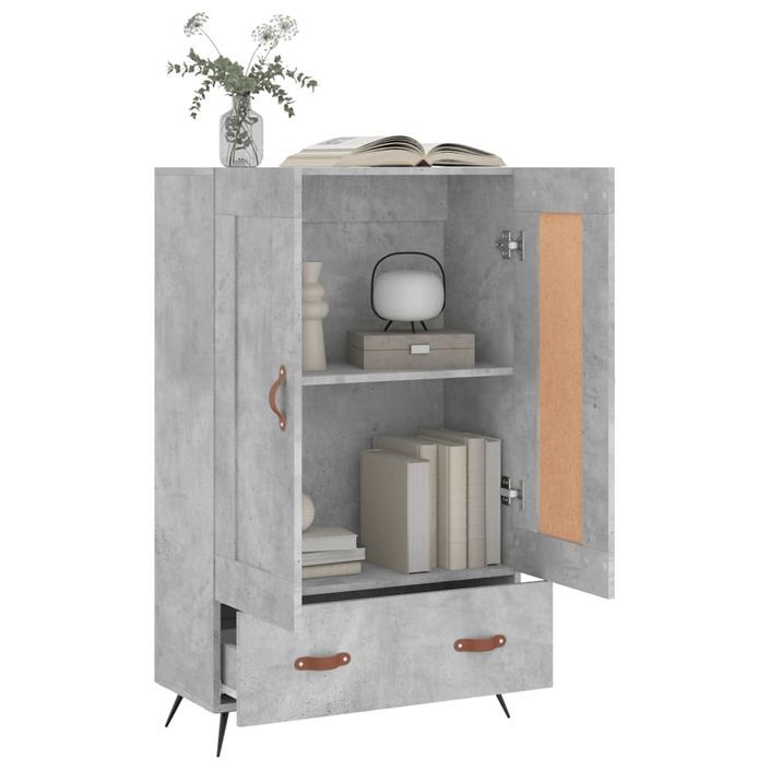 Buffet haut gris béton 69,5x31x115 cm bois d'ingénierie - Photo n°4