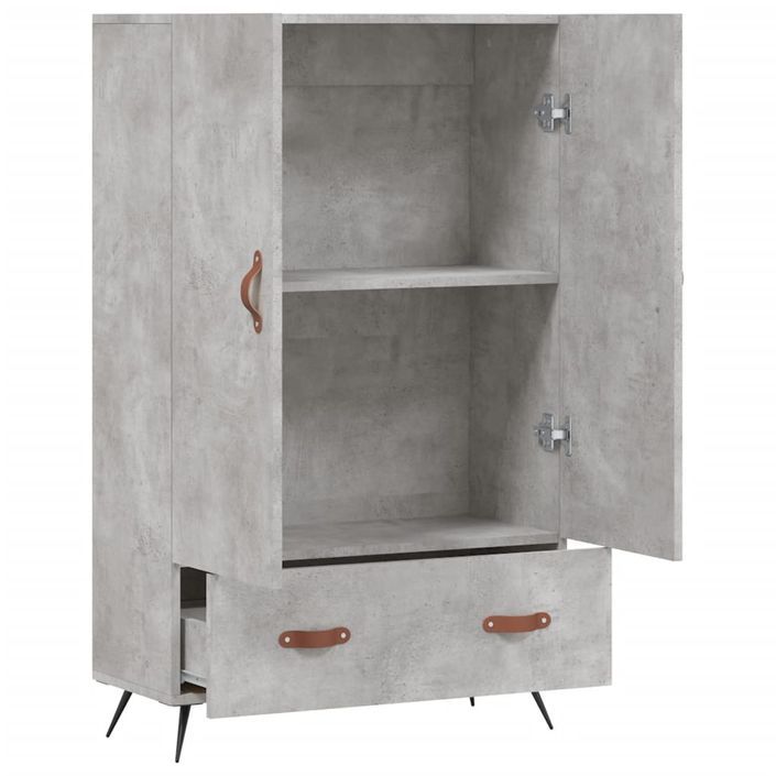 Buffet haut gris béton 69,5x31x115 cm bois d'ingénierie - Photo n°5